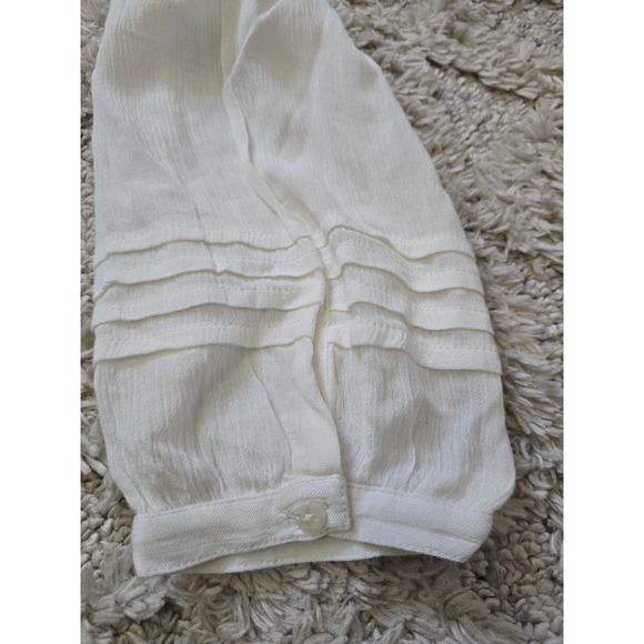 American Eagle sz L White Long Sleeve Lace Blouse Button Up‎ Bohemian Casual Top - Picture 7 of 11